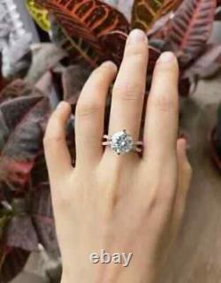 4.00ct Round Cut Moissanite Split Shank Engagement Ring 14k Rose Gold Plated