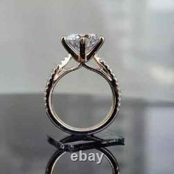 4.00ct Round Cut Moissanite Split Shank Engagement Ring 14k Rose Gold Plated