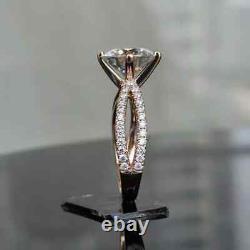 4.00ct Round Cut Moissanite Split Shank Engagement Ring 14k Rose Gold Plated