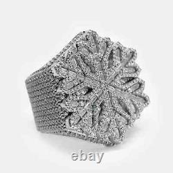 4.83Ct Round Moissanite Snowflake Wedding Band Ring Real 14K White Gold Plated