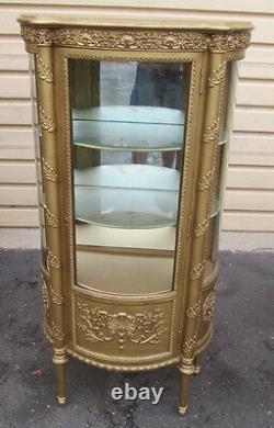 56312 Hollywood Regency Bow Glass Curio Cabinet China VERNIS MARTIN VITRINE