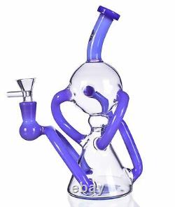 5 ARM RECYCLER SMOKING BONG Unique Glass Water Pipe Hookah Purple