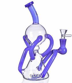 5 ARM RECYCLER SMOKING BONG Unique Glass Water Pipe Hookah Purple