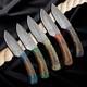 5 Pcs Handmade Damascus Steel Custom Pine Cone Hunting Skinner Knife Withsheath