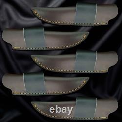 5 PCS Handmade DAMASCUS STEEL Custom PINE CONE Hunting Skinner Knife WithSheath