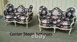 60389 Pair DECORATOR CUSTOM MADE French Carved Loveseats Sofa with BIRD figures