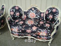 60389 Pair DECORATOR CUSTOM MADE French Carved Loveseats Sofa with BIRD figures