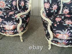 60389 Pair DECORATOR CUSTOM MADE French Carved Loveseats Sofa with BIRD figures