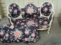 60389 Pair DECORATOR CUSTOM MADE French Carved Loveseats Sofa with BIRD figures