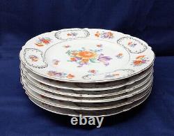 6 Schumann Bavaria Germany Dresden Bouquet 11 Dinner Plates U. S. Zone 1940's