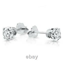 75Ct Round Brilliant Natural Diamond Stud Earrings in 14K Gold Classic Setting
