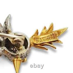7CT Cushion Cut Lab Created Citrine Diamond Brooch Pin 14K Yellow Gold Plated