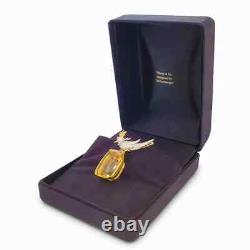 7CT Cushion Cut Lab Created Citrine Diamond Brooch Pin 14K Yellow Gold Plated