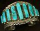 7 Inch Old Pawn Solid Navajo Handmade Sterling Turquoise Men's Heavy Bracelet