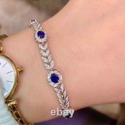 8.00 Ct Oval Cut Blue Sapphire Women's Tennis Bracelet 14k White Gold Finish