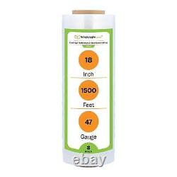 (8) Rolls Hand Stretch Wrap Film Banding 18 x 1500 FT Self Cling Roll USA MADE