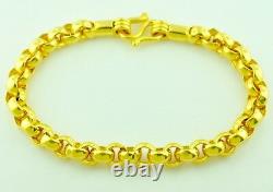 9999 24K Solid Yellow Gold handmade Rolo bracelet 8 Inches 34.50 grams USA
