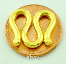 9999 24K Yellow Gold M lock clasp handmade in USA 3.80 gram