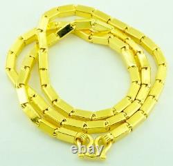 9999 24K Yellow Gold baht box Chain necklace handmade in USA 90.00 grams