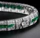 9ct Lab-created Diamond & Emerald Men's Tennis Bracelet 14k White Gold Finish