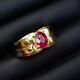 Aaa 2. Ct Natural Ruby & Moissanite Engagement Ring 10k Solid Yellow Gold