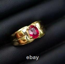 AAA 2. Ct Natural Ruby & Moissanite Engagement Ring 10K Solid yellow Gold