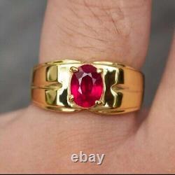 AAA 2. Ct Natural Ruby & Moissanite Engagement Ring 10K Solid yellow Gold