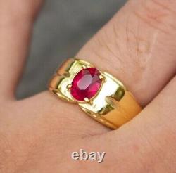 AAA 2. Ct Natural Ruby & Moissanite Engagement Ring 10K Solid yellow Gold