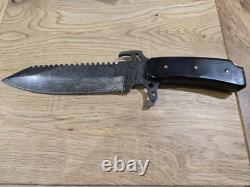 ALABAMA damascus knife with water buffalo horn handles. Made in USA