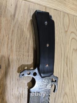 ALABAMA damascus knife with water buffalo horn handles. Made in USA