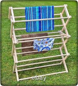 AMISH CLOTHES DRYING RACK 52½ Folding Solid Wood Laundry Hanger Handmade in USA