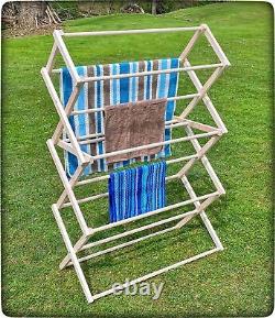 AMISH CLOTHES DRYING RACK 52½ Folding Solid Wood Laundry Hanger Handmade in USA