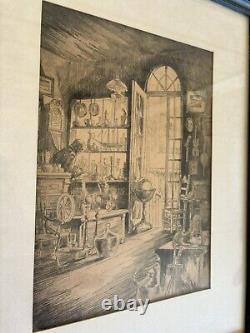 A. A. Blum Attributed Large Etching Circa 1930s in Original Frame Untitled