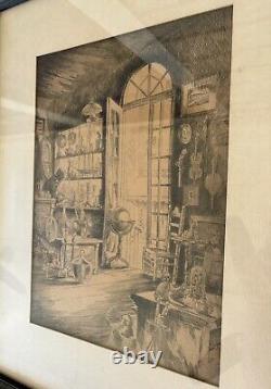 A. A. Blum Attributed Large Etching Circa 1930s in Original Frame Untitled