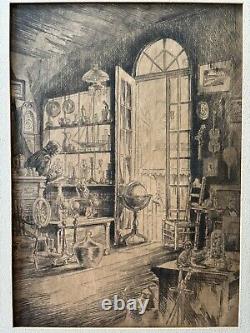 A. A. Blum Attributed Large Etching Circa 1930s in Original Frame Untitled