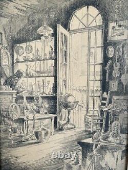 A. A. Blum Attributed Large Etching Circa 1930s in Original Frame Untitled
