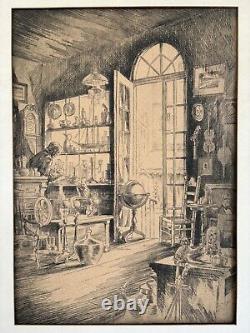 A. A. Blum Attributed Large Etching Circa 1930s in Original Frame Untitled