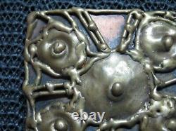 Abstract Brutalist Brass Hippie Belt Buckle! Vintage! Rare! Hand Made! Ooak! USA