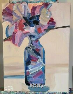 Abstract Modernism Painting Canvas Impressionist Original Flower Vase Home Decor