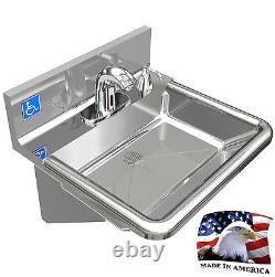 Ada Hand Sink Made In Usa, No Lead Electronic Sloan Faucet Welded Drain Heavy D