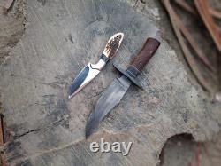 Ak Cutlery Custom Handmade Steel D2 With Black Coading Steel Clip And Wood