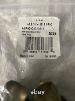 Alexis Bittar Molten Gold Lucite Block Ring- Fluorescent Forest Sz 8