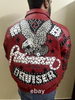 American Bruiser Customize Men's Red Leather Jacket