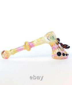 American Made Glass Pipe Gold & Silver Fumed Hammer Bubbler USA