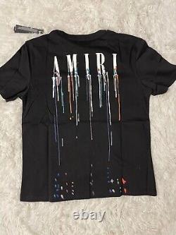 Amiri Paint Dripping T Shirt Black / White logo / Size S