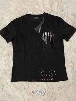 Amiri Paint Dripping T Shirt Black / White logo / Size S