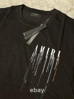 Amiri Paint Dripping T Shirt Black / White logo / Size S