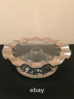 Annieglass Ruffle Cake Pedestal/stand Platinum Size 14 1/4