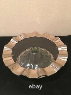 Annieglass Ruffle Cake Pedestal/stand Platinum Size 14 1/4