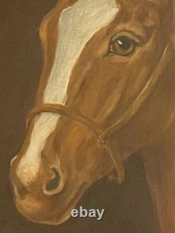 Antique American Folk Art Primitive Naive Horse Portrait Oil Painting Aafa